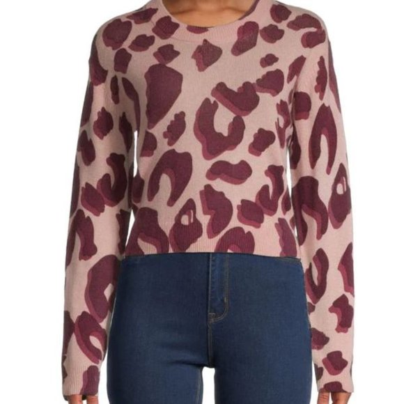 NWT Leopard 100% Cashmere Purple Pink Sweater. - Picture 3 of 11